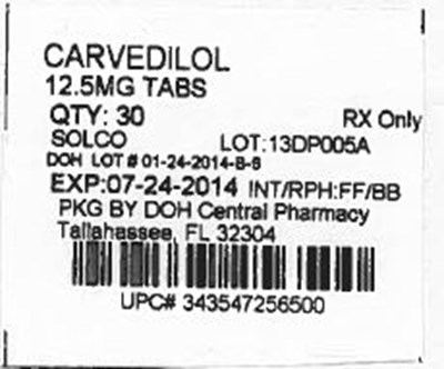 Label Image For 12.5mg (Carvedilol 12.5mg)